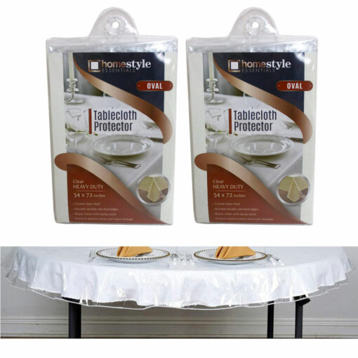 2 Crystal Clear Vinyl Tablecloth, Clear Plastic Tablecloth Protector Round